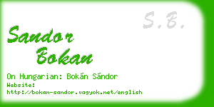 sandor bokan business card